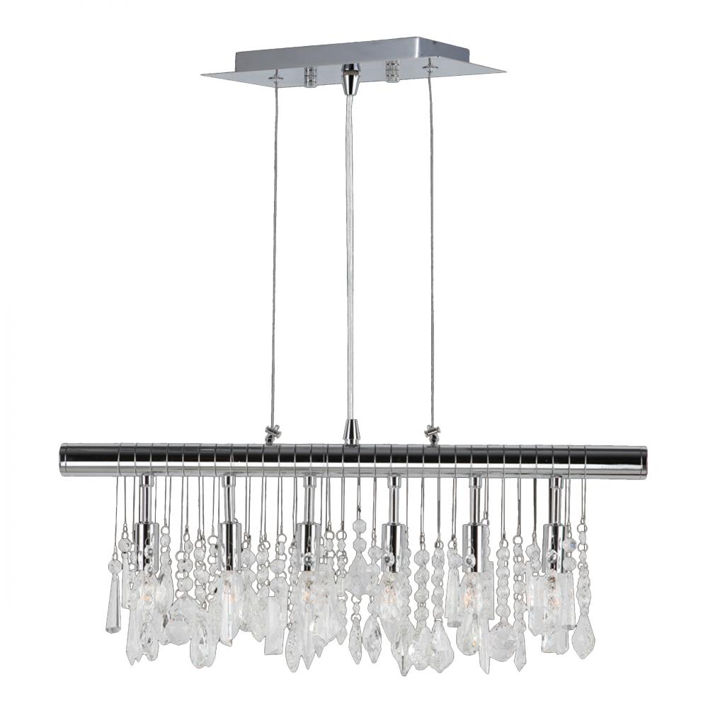 Nadia 6 Light Chrome Finish And Clear Crystal Linear Pendant