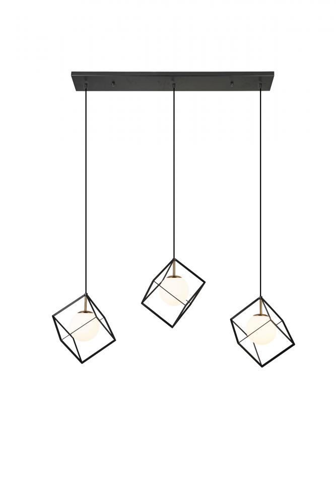 Cubo Chandelier Aged Brass/Black