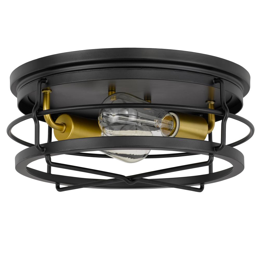 Westwood 2-Light Black Frame With Brass Socket Flush Mount 13.88“ X 13.88” X 5.87“