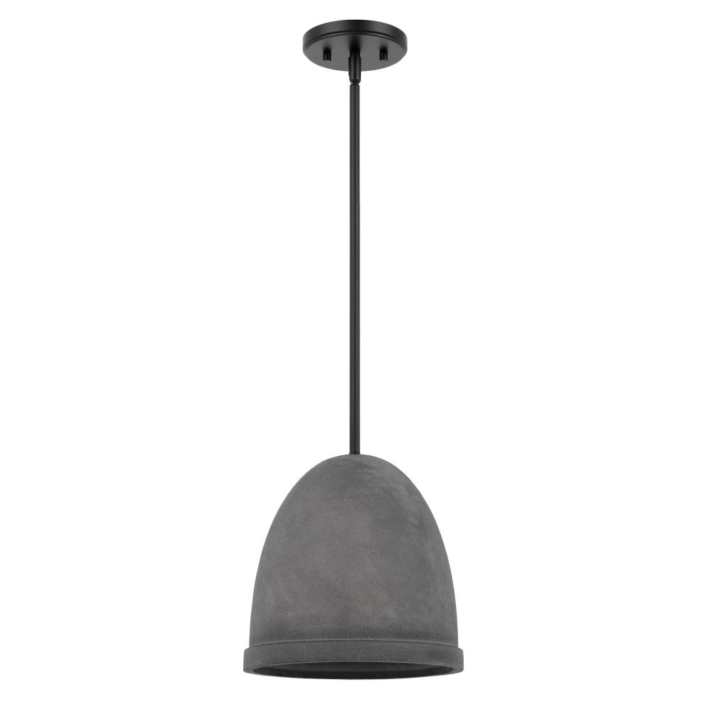 Remington 1-Light Black Finish Concrete Grey Shade Pendant 10"D X 10"H