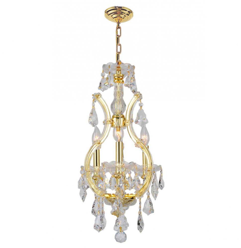 Maria Theresa 4-Light Gold Finish and Clear Crystal Chandelier 12 in. Dia x 22 in. H Mini