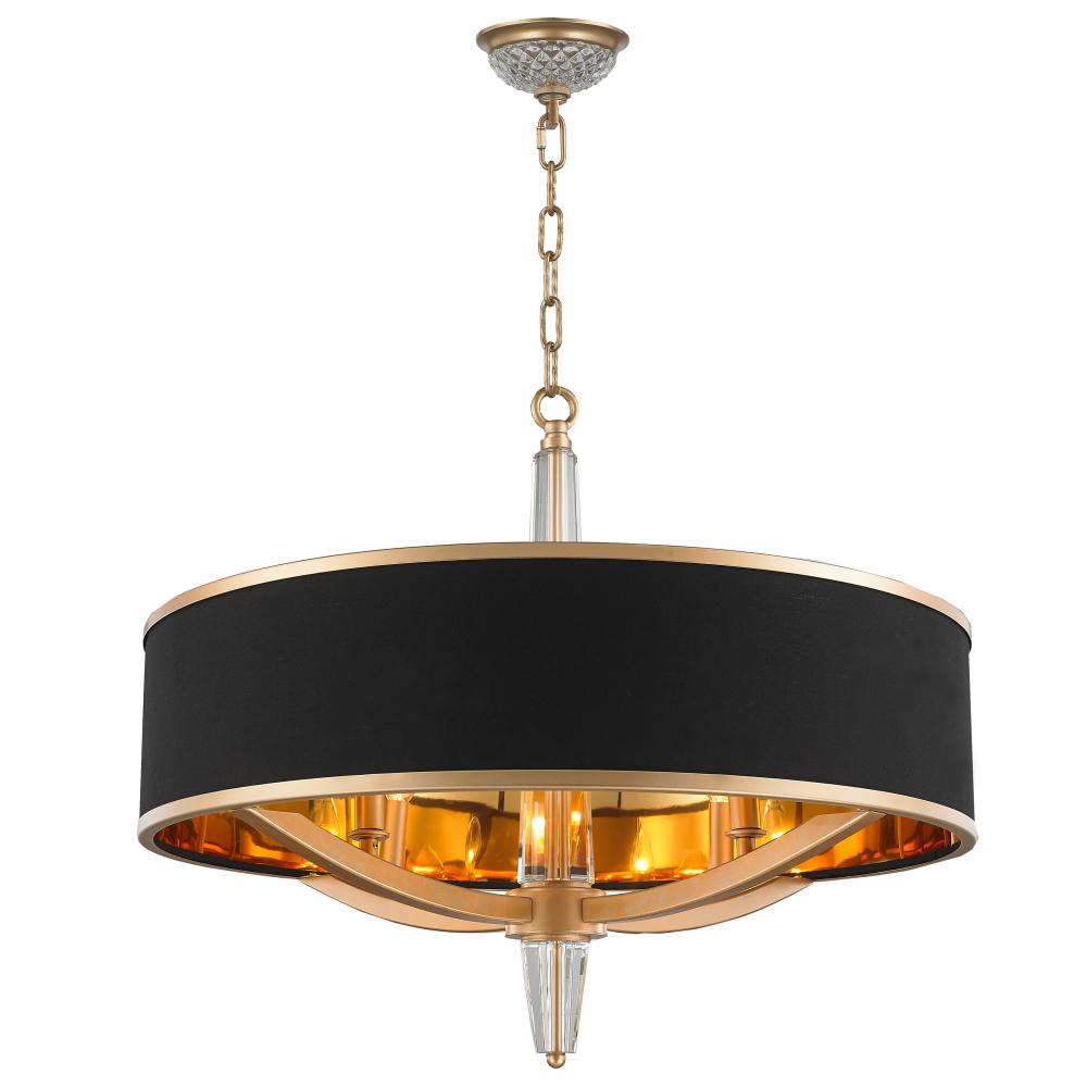 Gatsby 4 Light Matte Gold Finish With Black Drum Shade Chandelier 26 In Dia X 26 In H W83140mg26 Ultra Lighting Canada