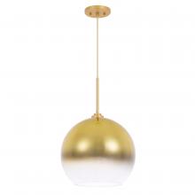 Worldwide Lighting Corp E80006-014 - Phantasm II 1-Light Light Gold Finish Champagne Graduated Color Glass Pendant 10“ X 10” X 16“