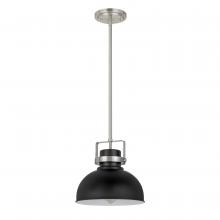 Worldwide Lighting Corp E80072-005 - Morse 1-Light Brushed Nickel & Black Finish Mini Pendant 10“ X 10” X 9.5“