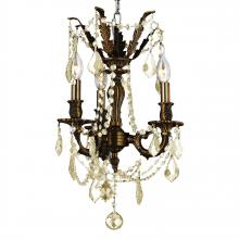 Worldwide Lighting Corp W83302F13-GT - Windsor 3-Light dark Bronze Finish and Golden Teak Crystal Mini Chandelier 13 in. Dia x 18 in. H