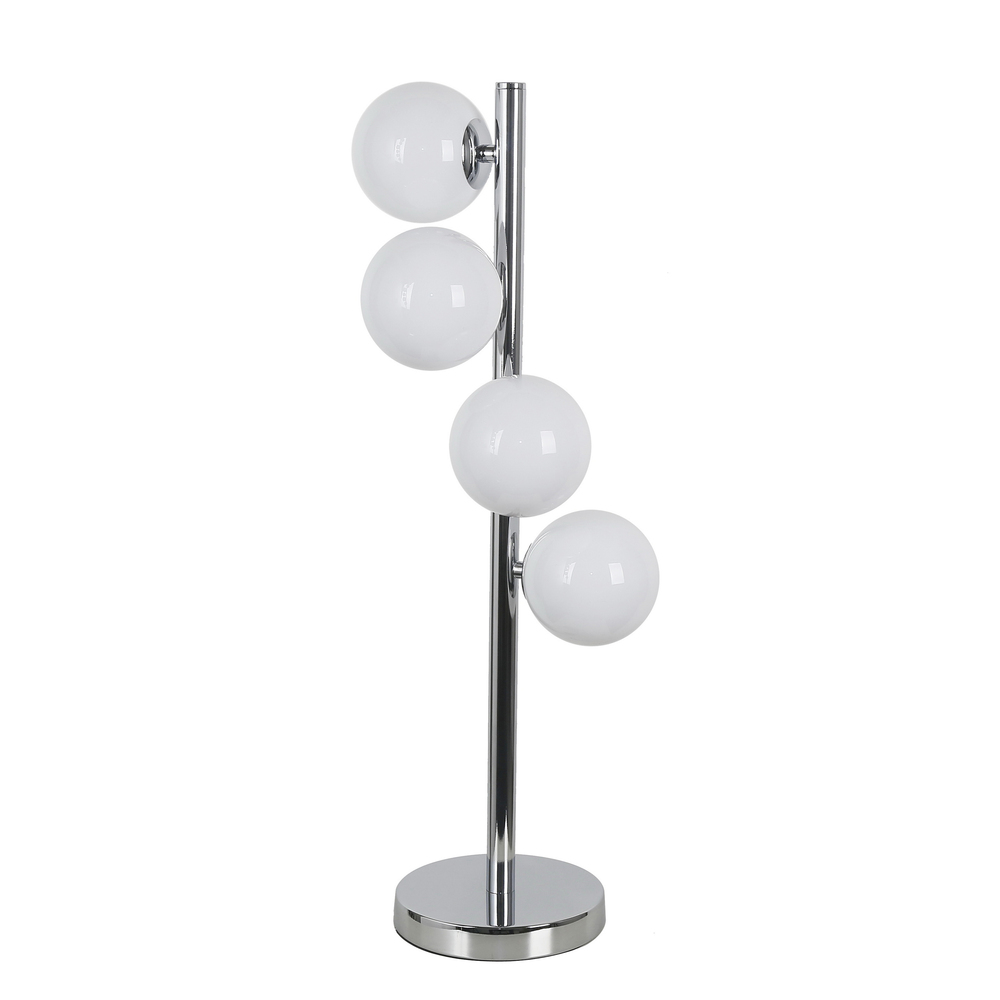 4LT Halogen Table Lamp PC w/ Painted WH Glass