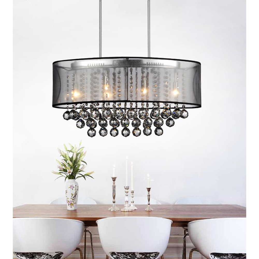 Radiant 6 Light Drum Shade Chandelier With Chrome Finish