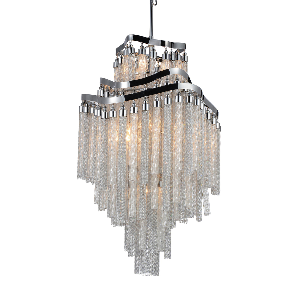 Storm 10 Light Down Chandelier With Chrome Finish