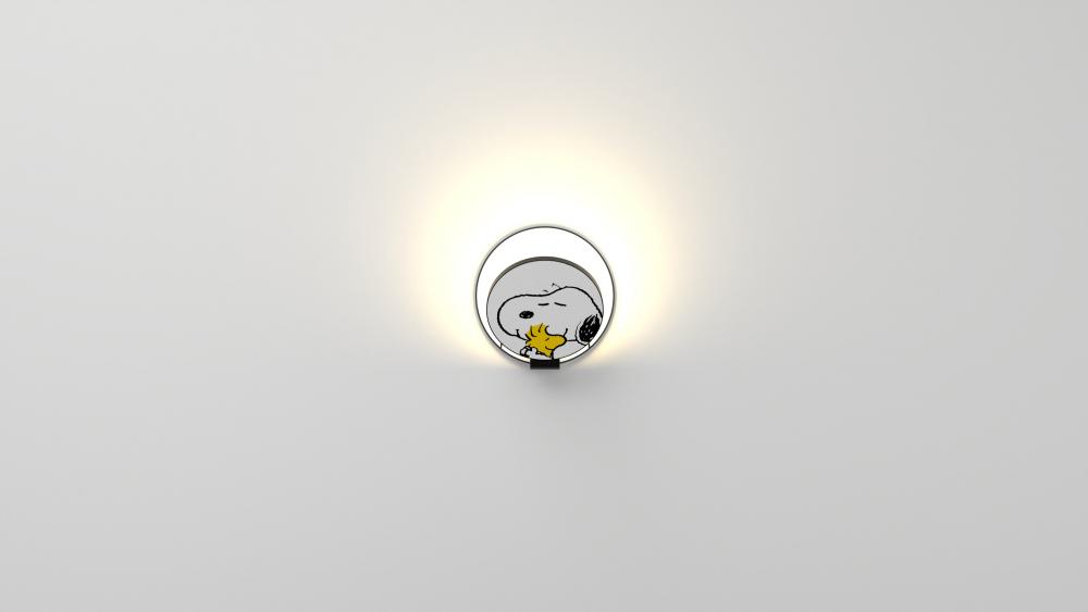 Peanuts® Gravy Wall Sconce - Metallic Black body, Snoopy Woodstock plates - Hardwire