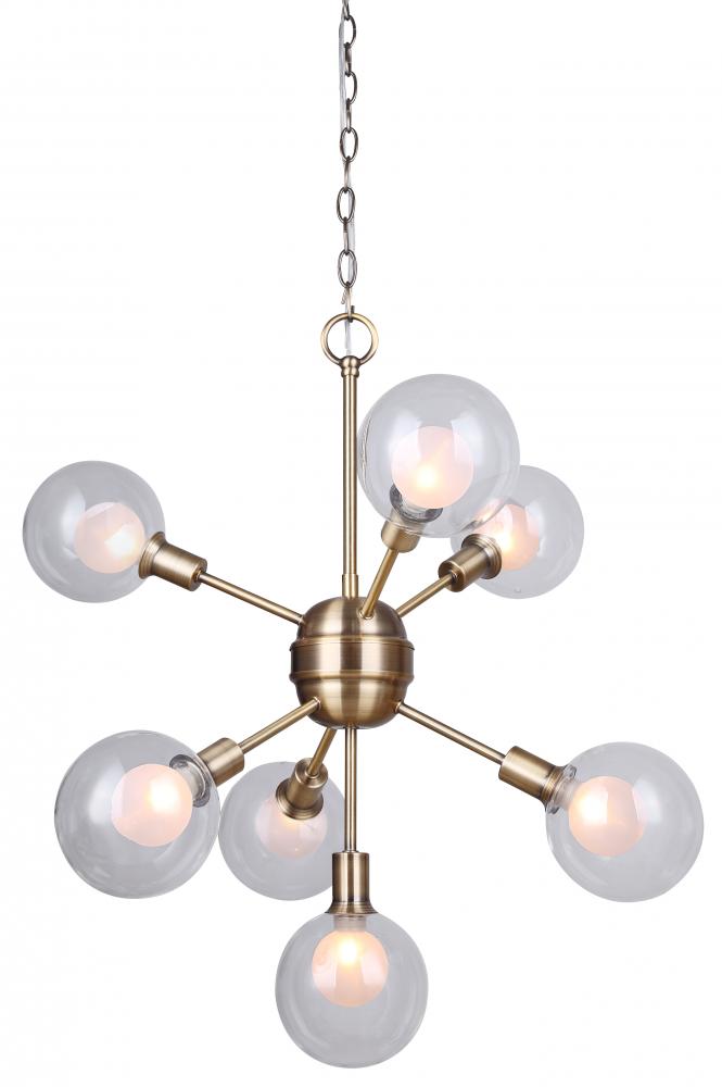 ESTELLA, 7 Lt Chain Chandelier, Double Glass, 40W Type G9, 21 3/4" W x 23" H