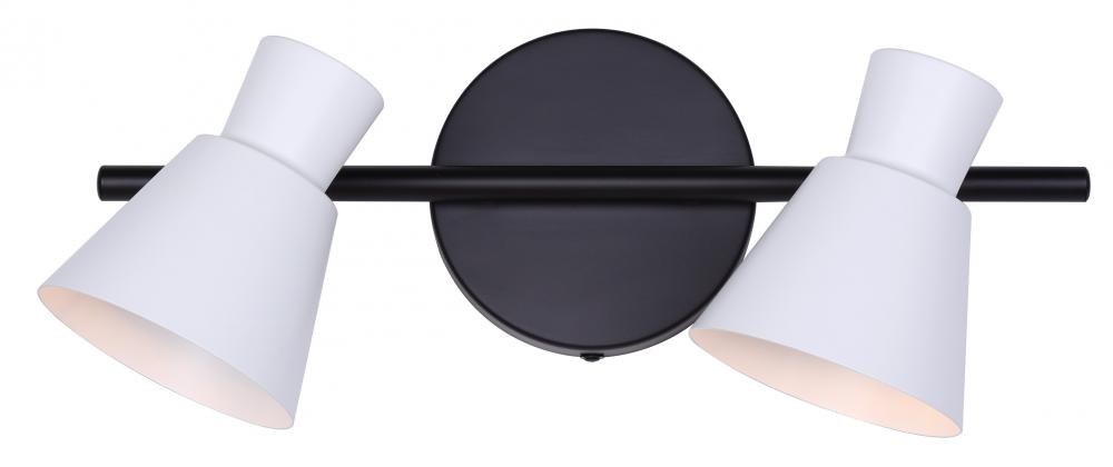 RADLEY 2 Light 14 in. Ceiling/Wall Matte Black Track Light Kit with Matte White Metal Shade