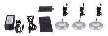 Canarm LUL-14-3-BN - 3-Light BN Color LED Puck Kit: 450 Lumens total, 6W, Non-Dimmable, includes driver, hub, and wires