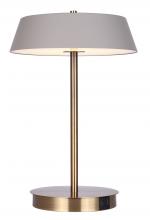 Canarm LTL263A14GDG - Jessa 14 in. Integrated LED Gold Table Lamp with Gray Metal Shade, On/Off Touch, and USB Chargeports