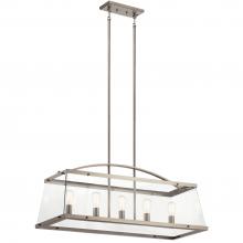 Kichler 52123CLP - Darton 40.75" 5 Light Linear Chandelier with Clear Glass in Classic Pewter