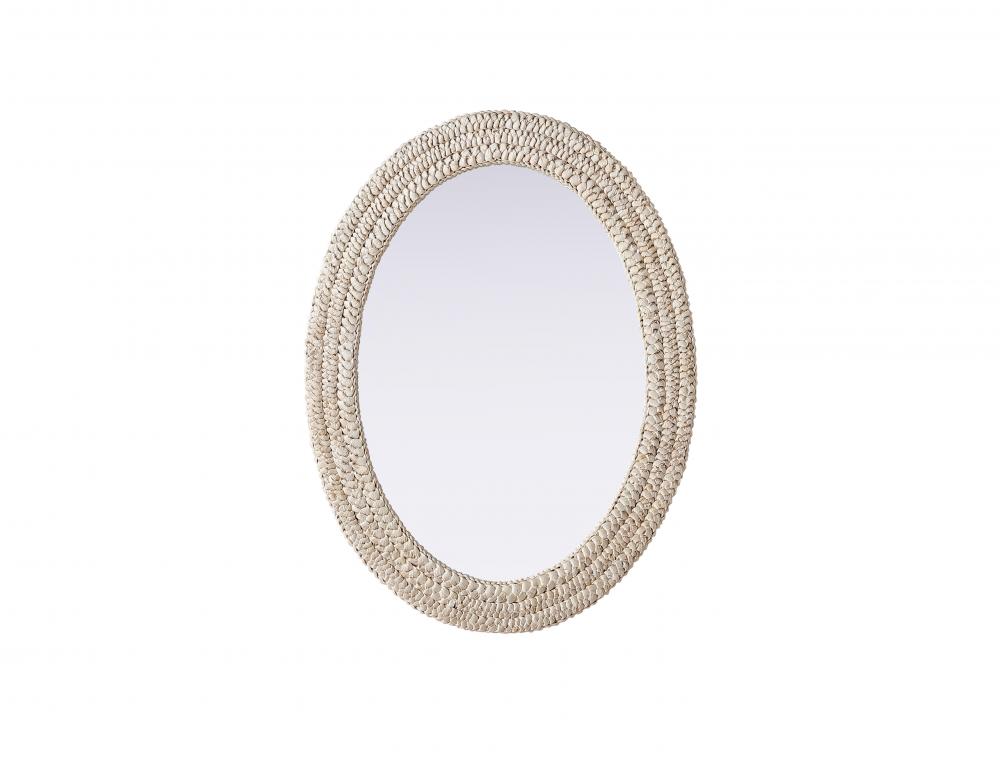 Oval Cornhusk Mirror 27x36 in Linen White