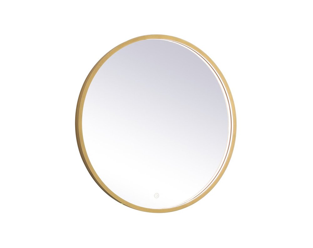 Pier 28 inch LED mirror with adjustable color temperature 3000K/4200K/6400K in brass