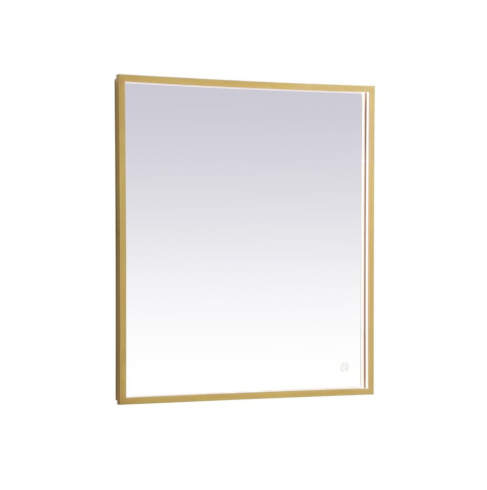 Pier 24x36 inch LED mirror with adjustable color temperature 3000K/4200K/6400K in brass