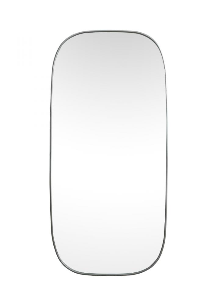 Metal Frame Oval Mirror 36x72 Inch in Silver