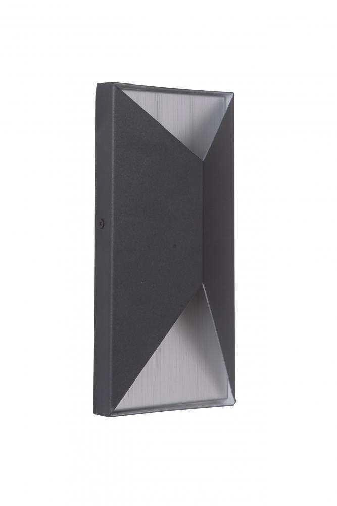 Peak 2 Light Small LED Outdoor Pocket Sconce in Textured Black/Brushed Aluminum