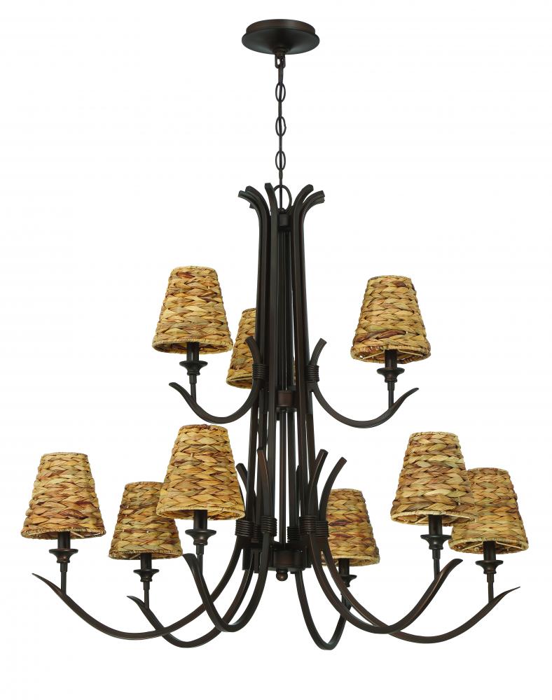 Kokomo 9 Light Chandelier in Aged Bronze Brushed