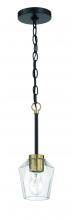 Craftmade 56991-FBSB - Avante Grand 1 Light Mini Pendant in Flat Black/Satin Brass